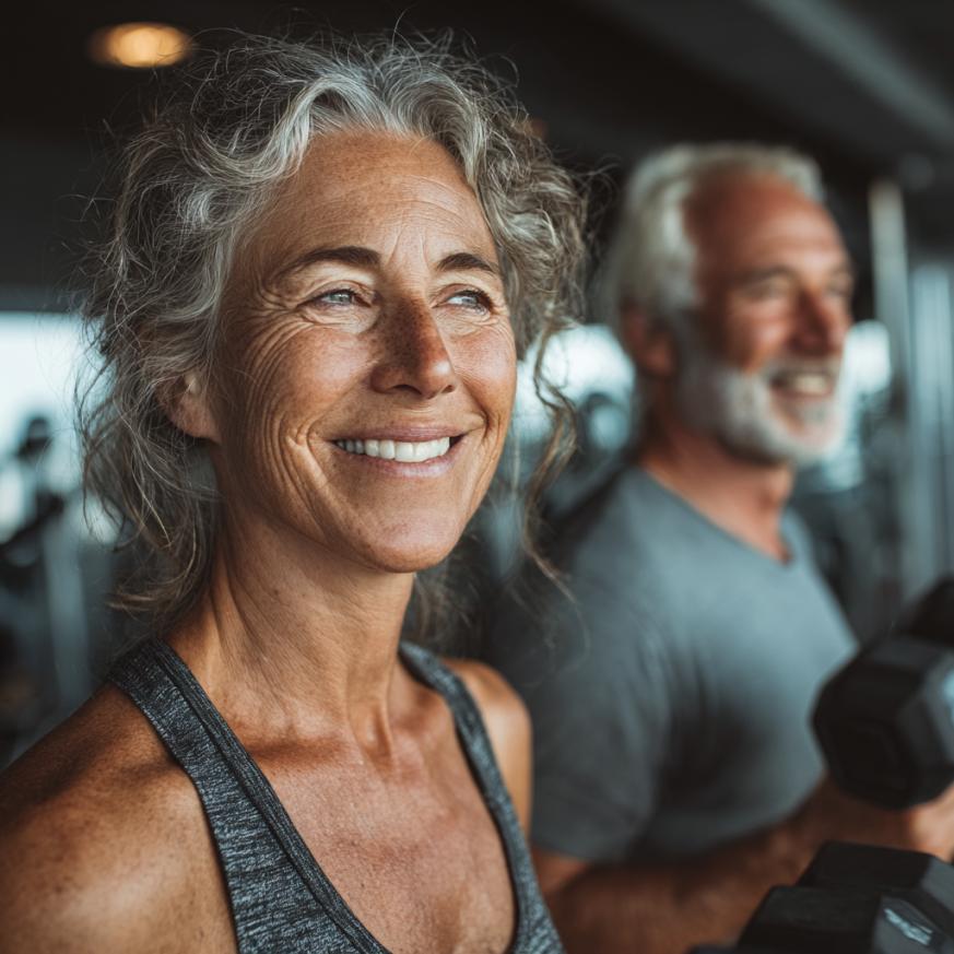 Adultos mayores en clase de yoga